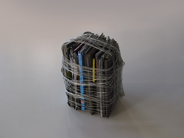 Ahmed Kamel - Artwork - Sculpture - Remnants of Diaries, Paper and metal wires, 24 x 24 x 18 cm, 2016